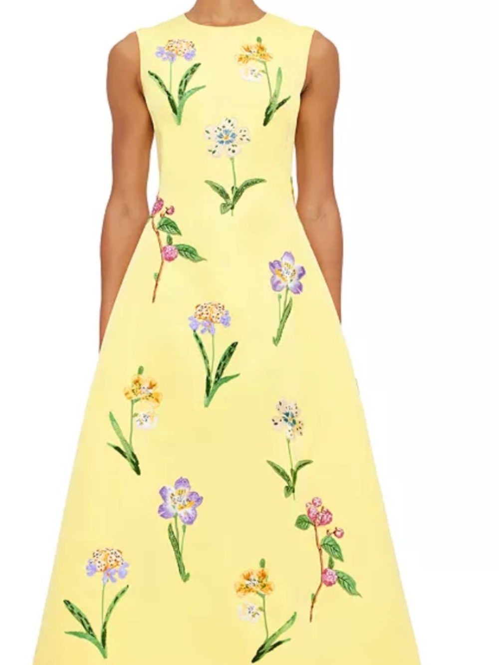Brand new never worn Leo Lin Cleo Midi Dress- Yellow w Embroidery